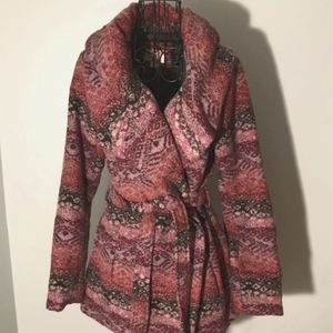 Boho hooded coat with belt vintage style